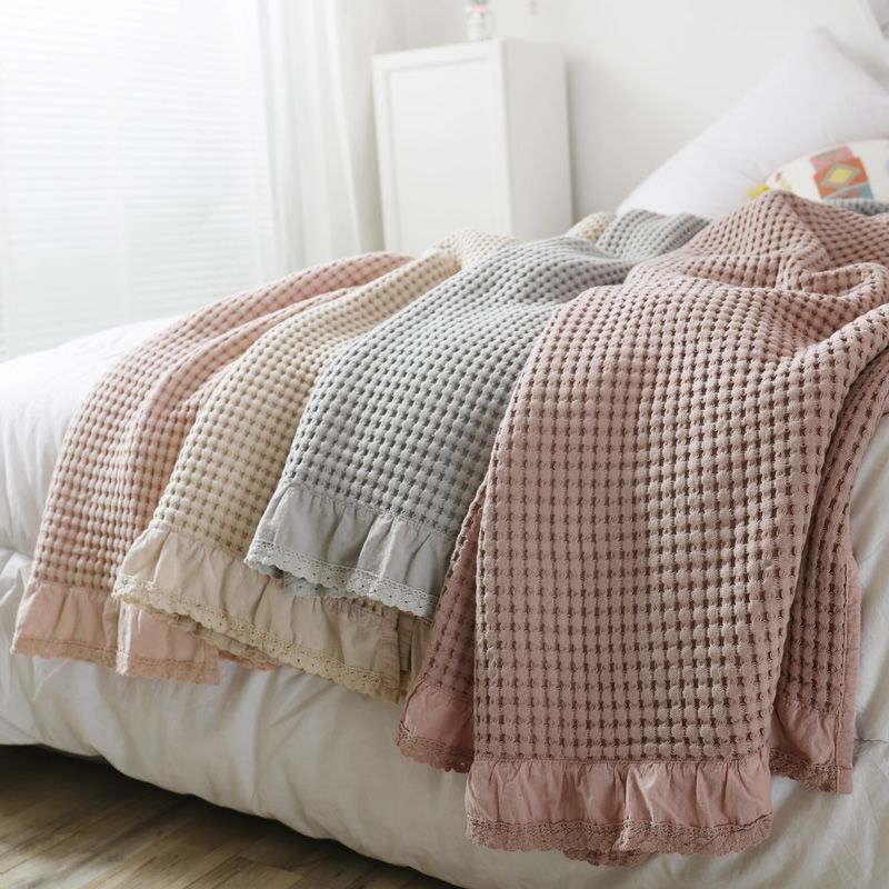 Wool Blanket Herringbone - 100% pure cotton blanket, waffle knit