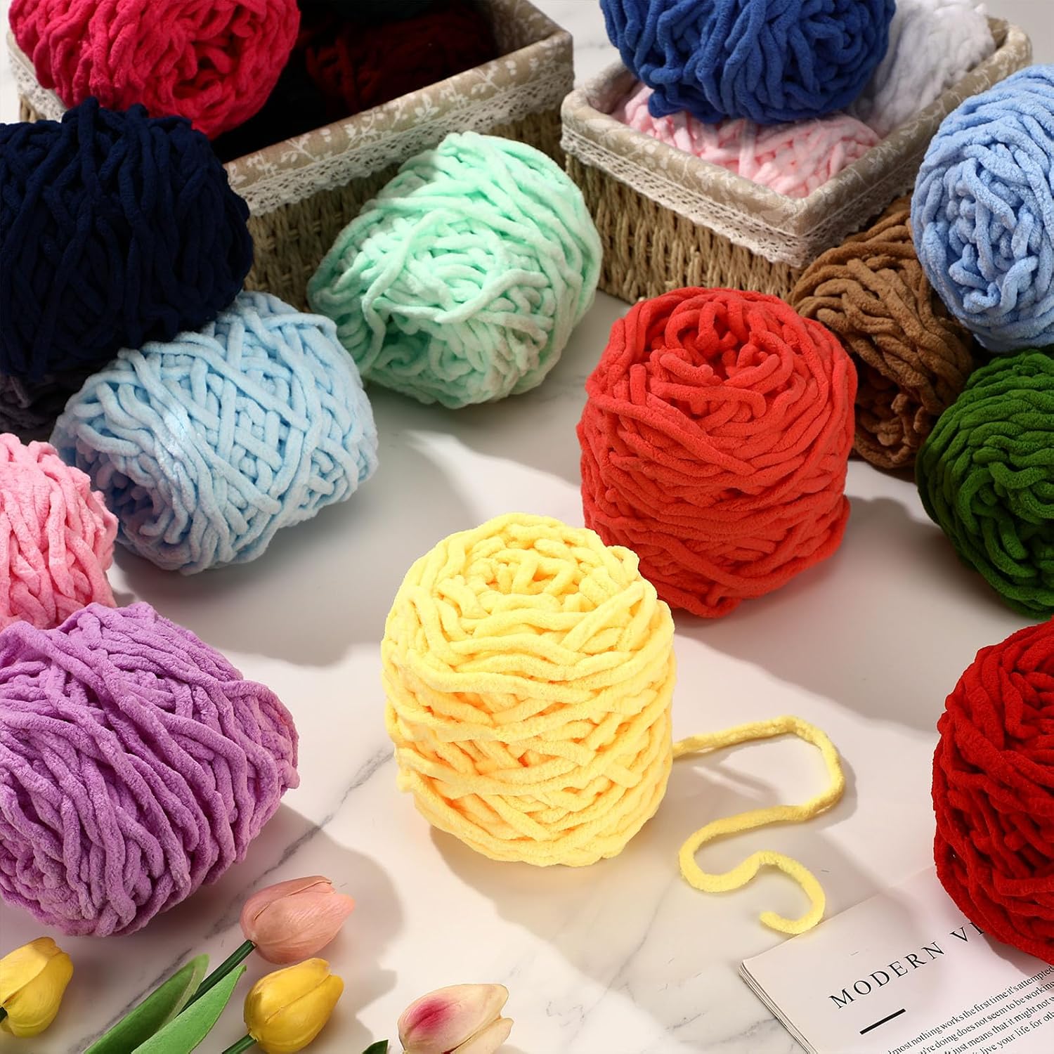 3PCS 300g Chenille Knitting Ya - Wool Blanket Herringbone ulasan dan harga