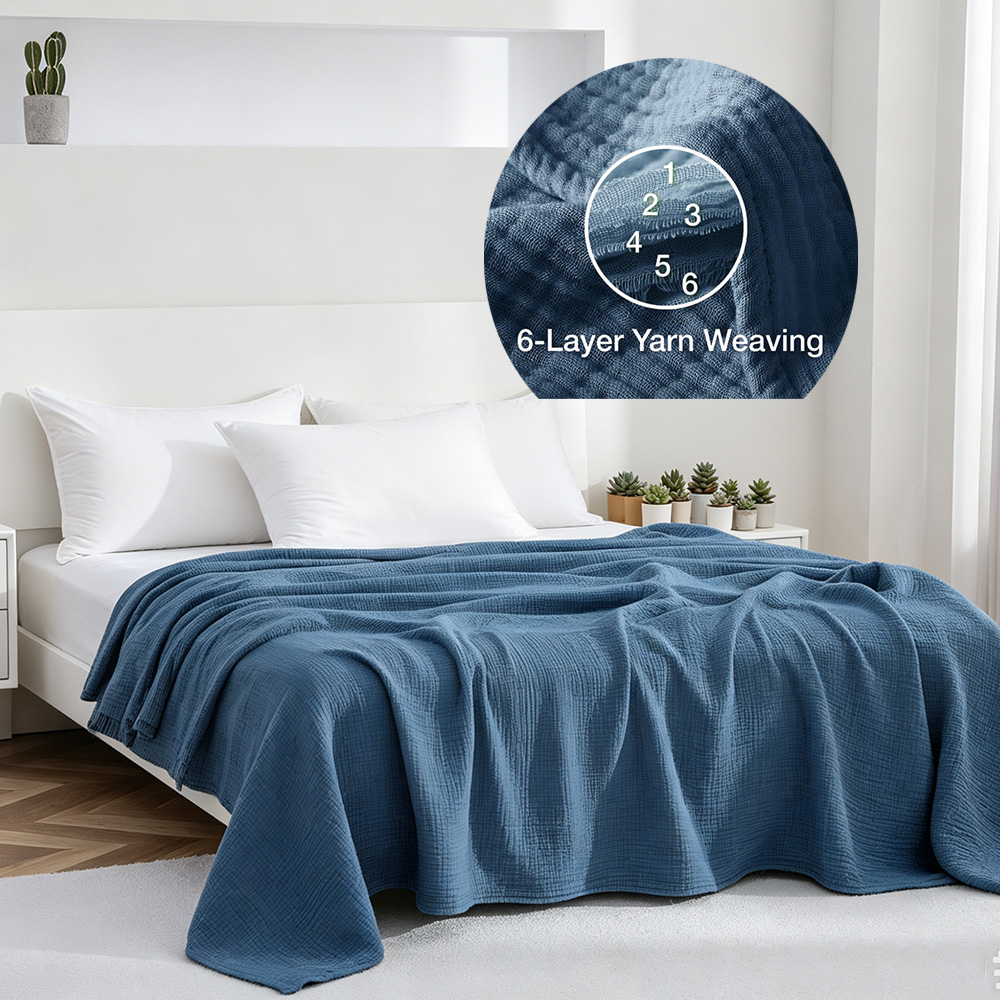6 Layers Cotton Muslin Blanket - Wool Blanket Herringbone ulasan dan harga