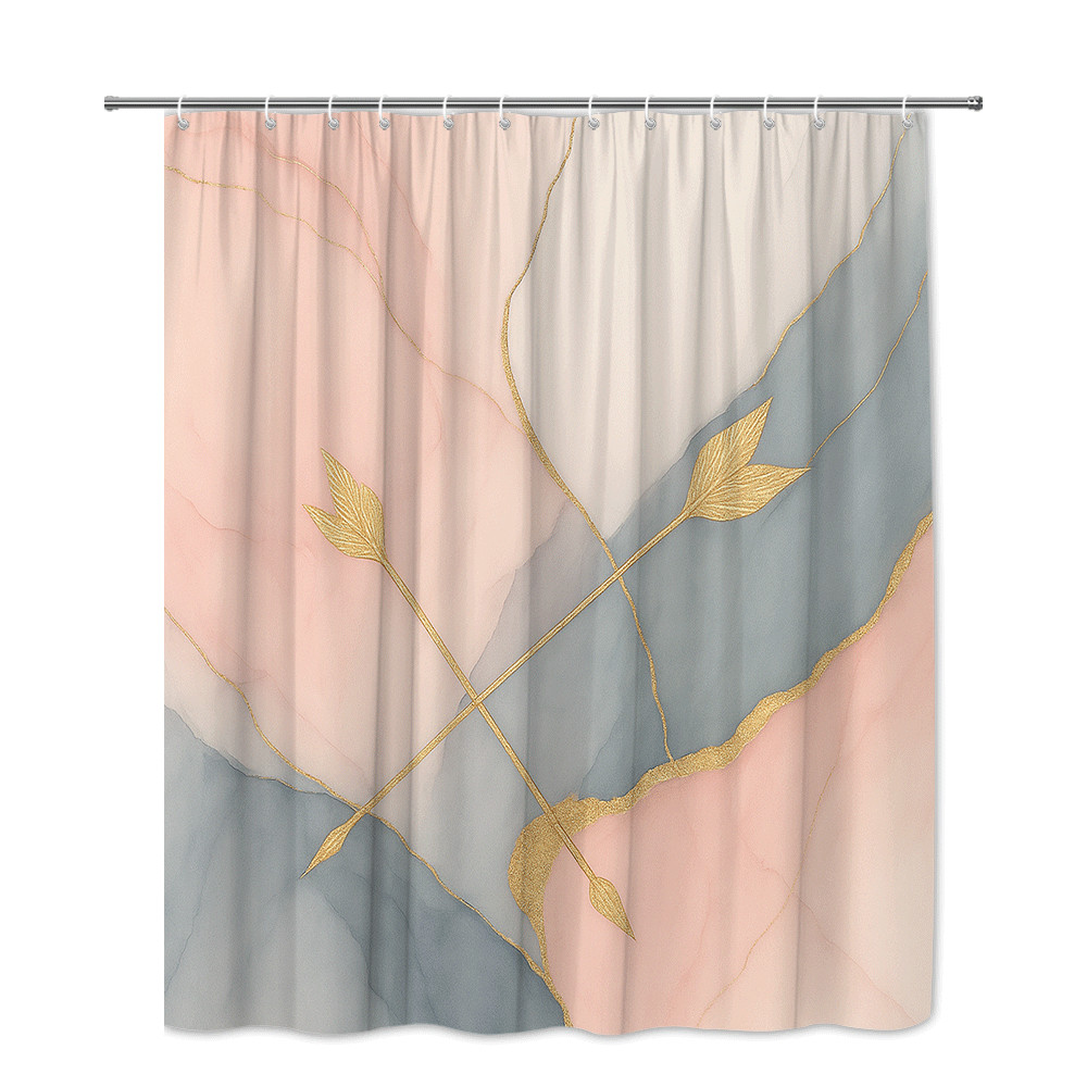 Modern Gold Abstract Leaf Prin - Home Textiles Luxury Curtains ulasan dan harga