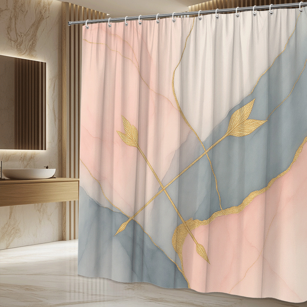 Modern Gold Abstract Leaf Prin - Home Textiles Luxury Curtains ulasan dan harga